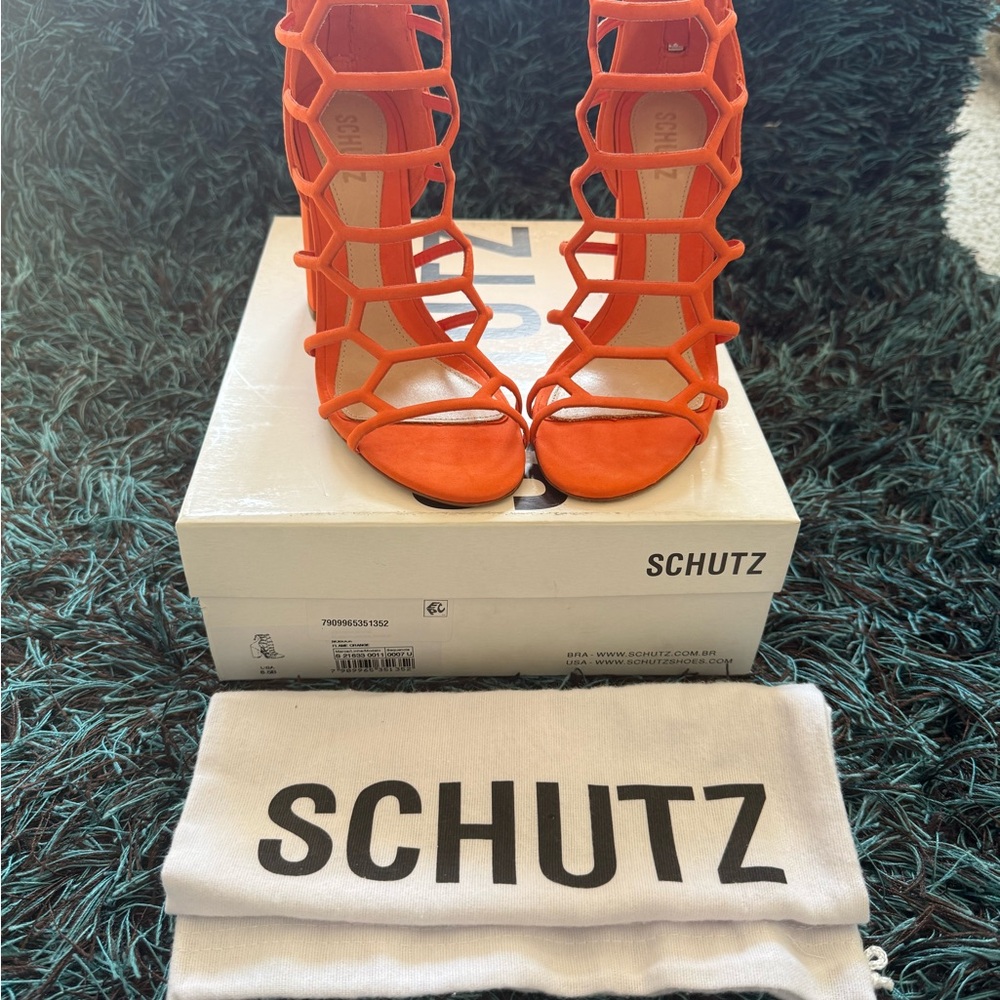 SCHUTZ Orange Strappy Heels